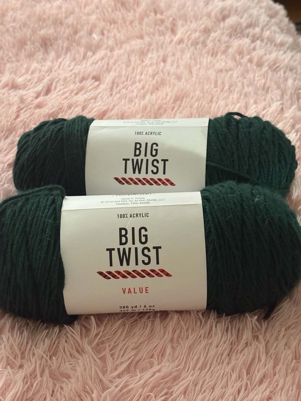 Big Twist Value Yarn Hunter Green 6 Oz 380 Yd Acrylic Craft Lot